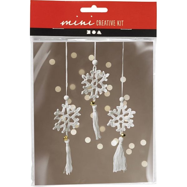 Mini DIY Kit Haken - wit - Sneeuwvlokken