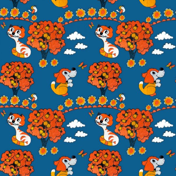 Tricot met patroon 150 cm - Zomervakantie Blauw