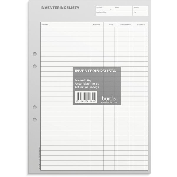 Inventarislijst - A4