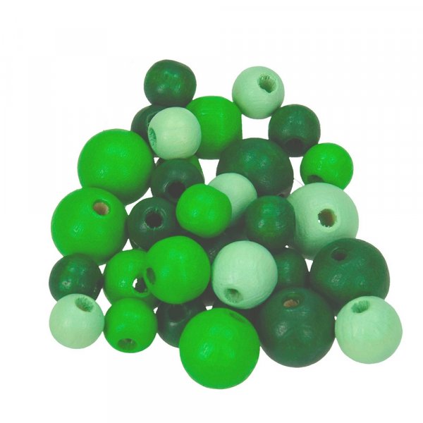 Houten kralen 8,10,12 mm - groen mix 25 g maat mix