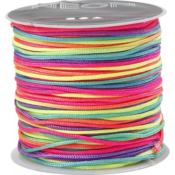Meerkleurige strikkoord - neonkleuren - 28 m