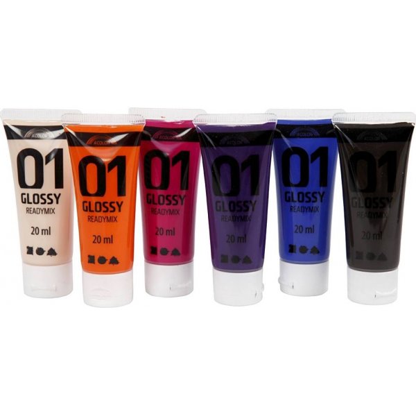 Schoolverf - Acryl - complementaire kleuren - glanzend - 6 x 20 ml