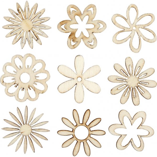 Houten decoraties - Bloemen - 45 st