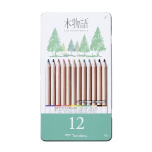 Tombow Ki-Monogatari Eco kleurpotloden in metalen doos, 12 stuks Tombow Ki-Monogatari Eco kleurpotloden in metalen doos, 12 stuks