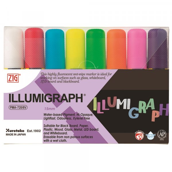 Markeerpen ZIG Illumigraph 15mm - 8 kleuren
