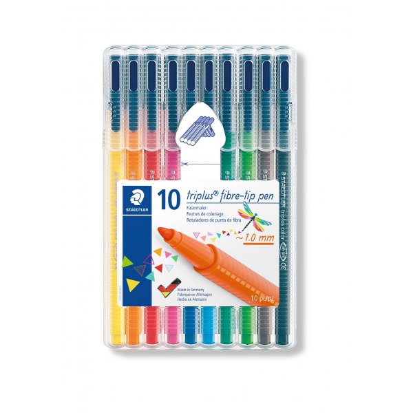 Vezelstiften Triplus Color in etui 1 mm - 10 stiften