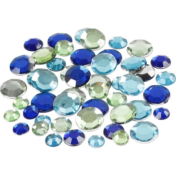 Strasstenen - blauw/groene harmonie - Rond - 6+9+12 mm - 360 st