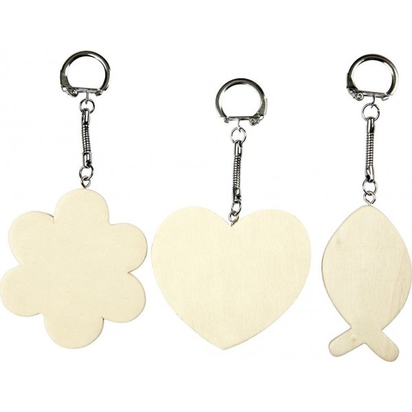 Sleutelhanger met houten bordje - 12 st