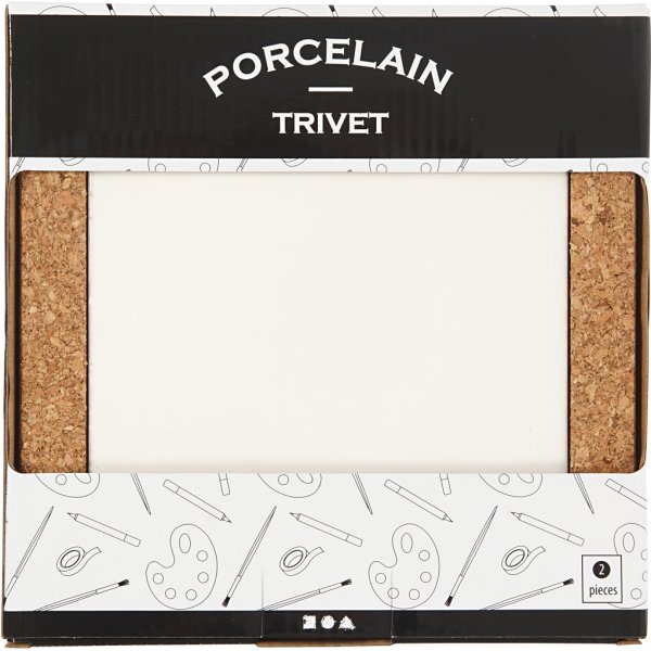 Onderzetters met kurkframe - wit - 2 st Onderzetters met kurkframe - wit - 2 st