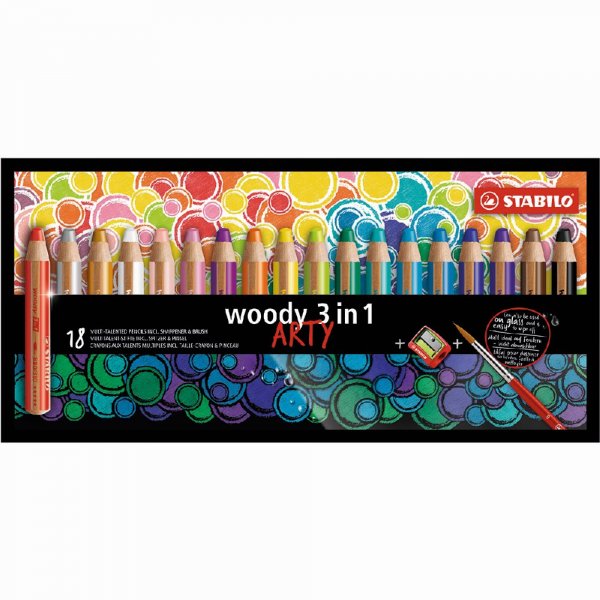 Kleurpotloden Woody Arty 3in1 Arty - 18-pack