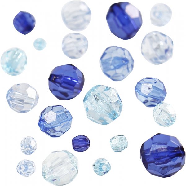Harmony kunststof facetkralen - gemengd - blauwe harmonie - 45 gr Harmony kunststof facetkralen - gemengd - blauwe harmonie - 45 gr