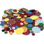 Decoratieve rubberen cirkels - gemengde glitterkleuren - 1000 st