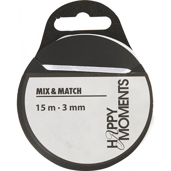 Satijnen lint - wit - B3 mm - 15 m Satijnen lint - wit - B3 mm - 15 m
