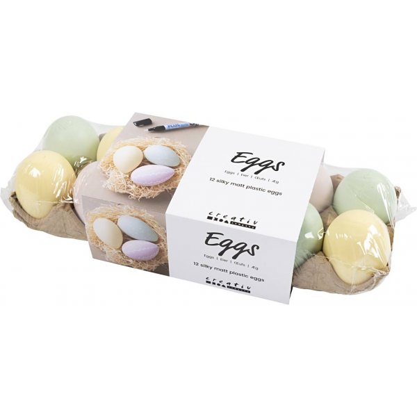 Plastic eieren - pastelkleuren - 12 st Plastic eieren - pastelkleuren - 12 st