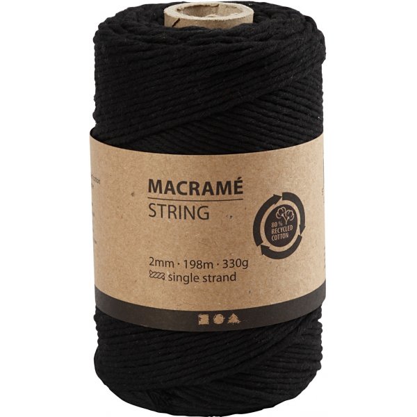 Macramgaren - zwart - 2 mm - 198 m
