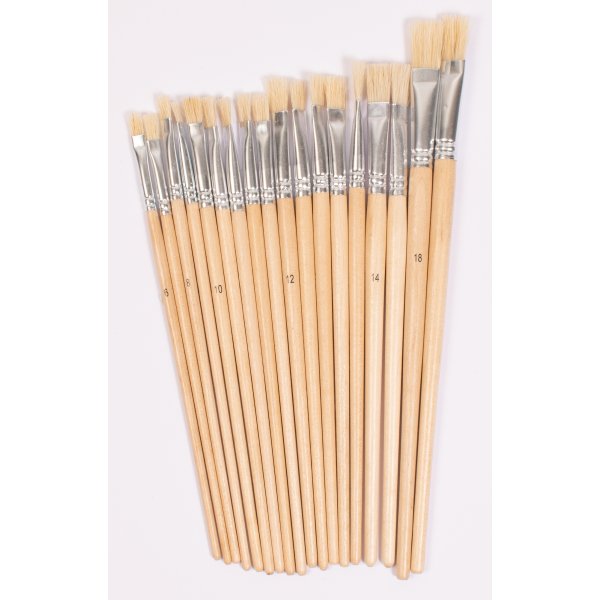 Penselenset - plat - 6 maten - 18 st
