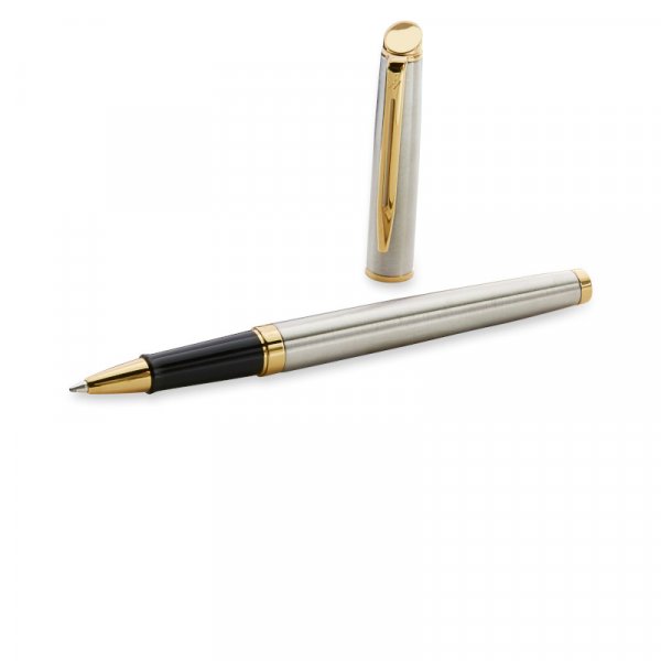Rollerball Pen Waterman Hmisphre - Roestvrij staal Gouden Rand - Fijn Zwart