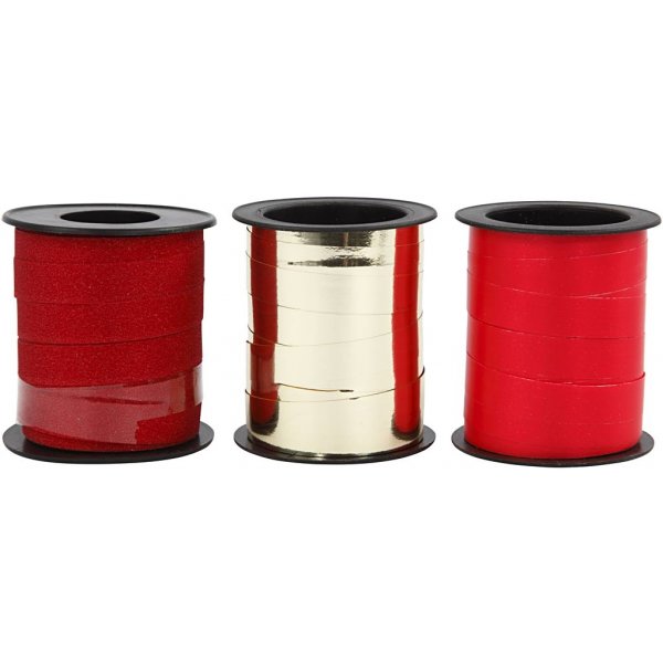 Cadeaukoord - goud - rood - rood - 3 x 15 m Cadeaukoord - goud - rood - rood - 3 x 15 m