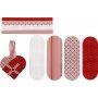 Knutselset - Gevlochten harten - rood/wit patroon - 8 st