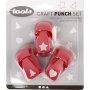 Papierpons - rood - ster - hart - kerstboom - 3 st