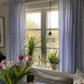 Klant imago Katoenen stof Gingham Medium vierkanten - Lichtblauw-Wit - 140 cm