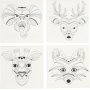 Canvas met print - wit - dieren - 4 st