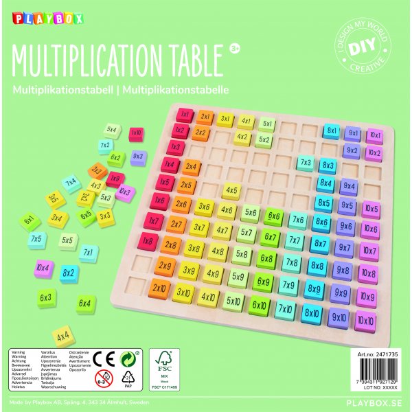 Houten tafel van vermenigvuldiging