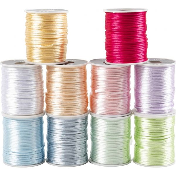 Satijnkoord - pastelkleuren - 10 x 50 m