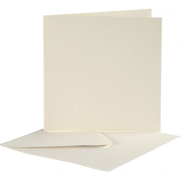 Ansichtkaart met envelop - gebroken wit - 12,5 x 12,5 cm - 10 st