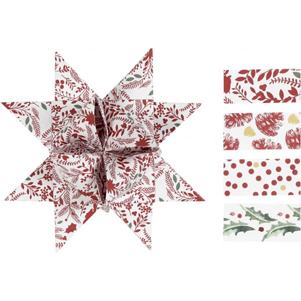 Sterstroken - rood - wit - Ø6,5+11,5 cm, 48 stroken Sterstroken - rood - wit - Ø6,5+11,5 cm, 48 stroken