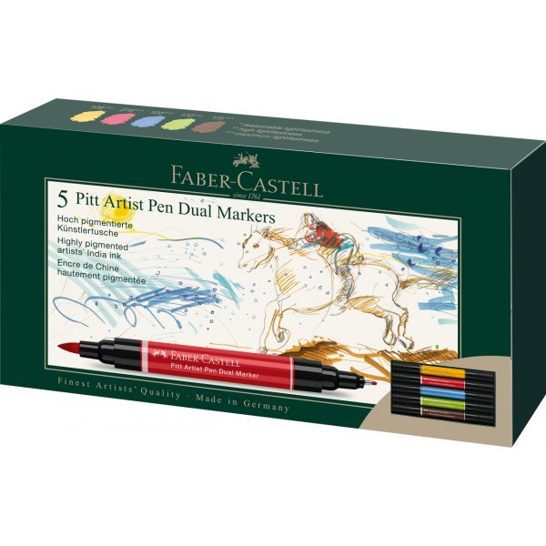 Tekenpen - Faber-Castell - Pitt Artist Dual Marker - 5 st