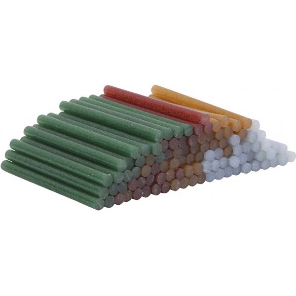 Lijmsticks voor mini lijmpistool - goud - groen - rood - zilver - glitter - L10 cm - 100 stuks Lijmsticks voor mini lijmpistool - goud - groen - rood - zilver - glitter - L10 cm - 100 stuks