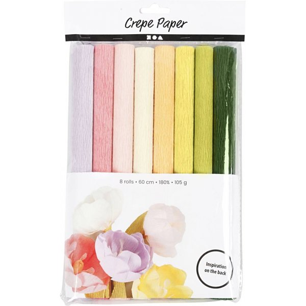 Crêpepapier - pastelkleuren - 8 vellen Crêpepapier - pastelkleuren - 8 vellen