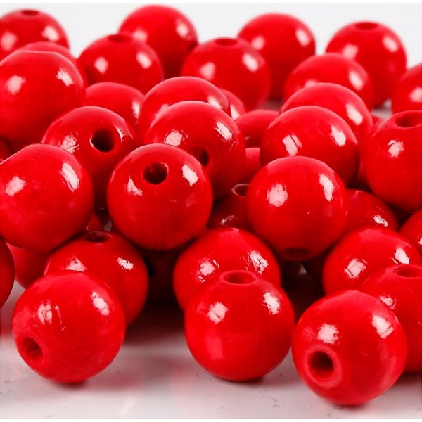 Houten kralen - 10 mm - rood - 20 gr
