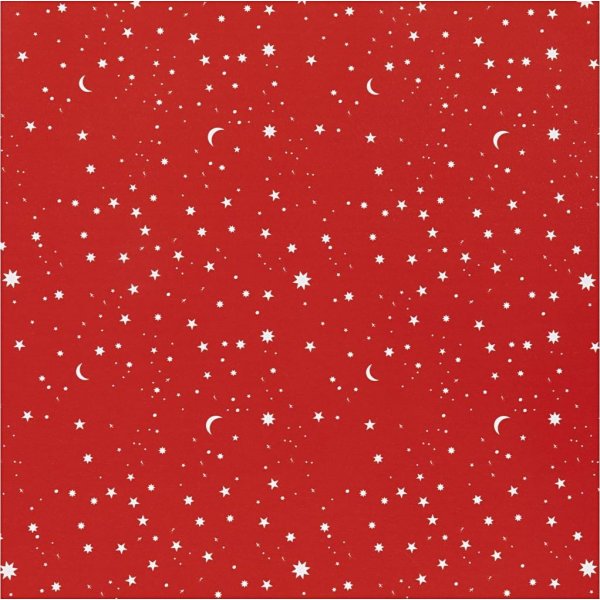 Cadeaupapier - donkerrood - Sterren en manen - 100 meter