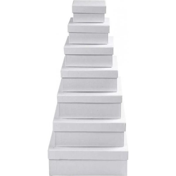 Vierkante dozen - wit - 7 st