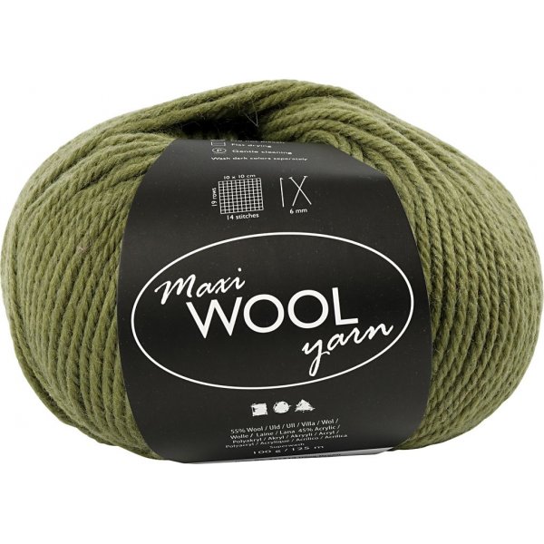 Wolgaren - olijfgroen - 100 gr