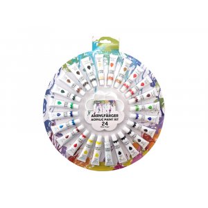 Rond acryl bordje in kleur, 24 x 12 ml Rond acryl bordje in kleur, 24 x 12 ml