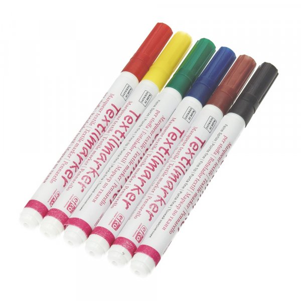 Textielstiften Fijn (1-2 mm) - 6 kleuren