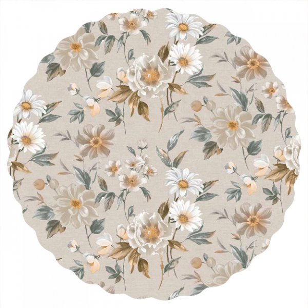Dekzeil PVC Rond Bloem - Beige