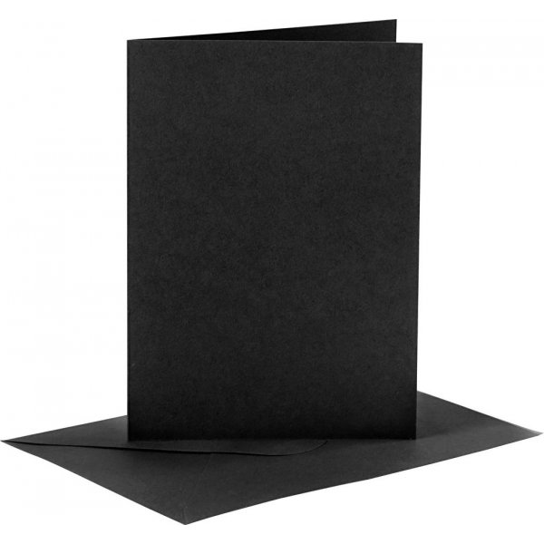 Kaarten en enveloppen - zwart - 11,5 x 16,5 cm - 4 sets