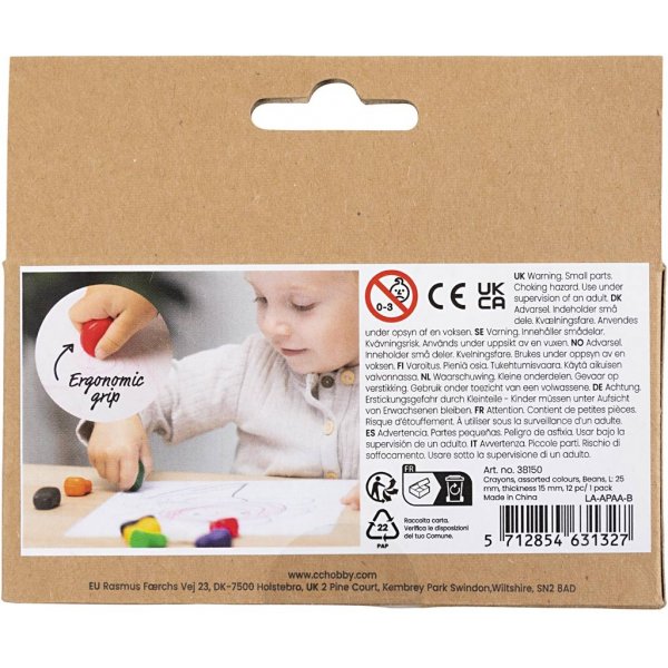 Kleurpotloden - gemengde kleuren - Bonen - 12 st Kleurpotloden - gemengde kleuren - Bonen - 12 st