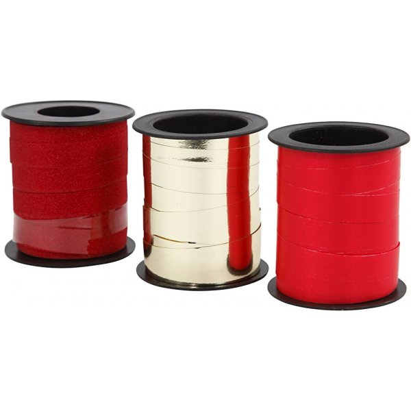 Cadeaukoord - goud - rood - rood - 3 x 15 m Cadeaukoord - goud - rood - rood - 3 x 15 m