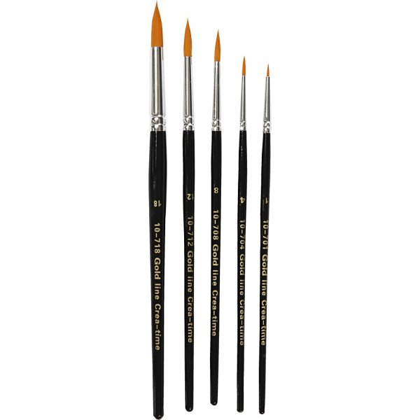 Gold Line penselen - nr. 1+4+8+12+18 - rond - 5 st
