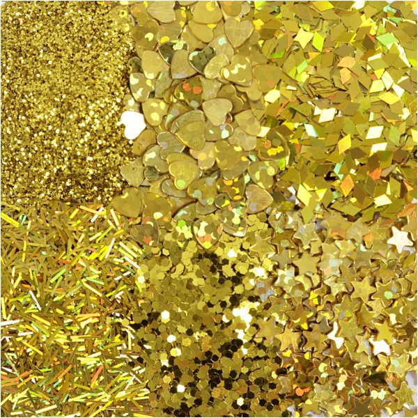 Glitter en pailletten - goud - 6 x 5 gr