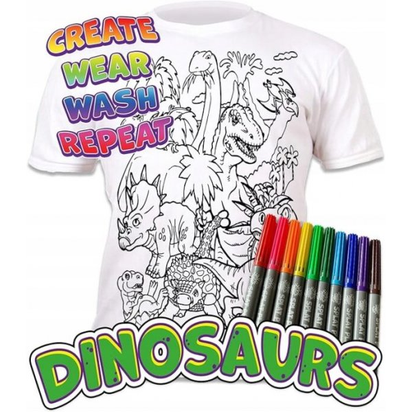 Kleur je T-shirt - Dinosaurussen Kleur je T-shirt - Dinosaurussen