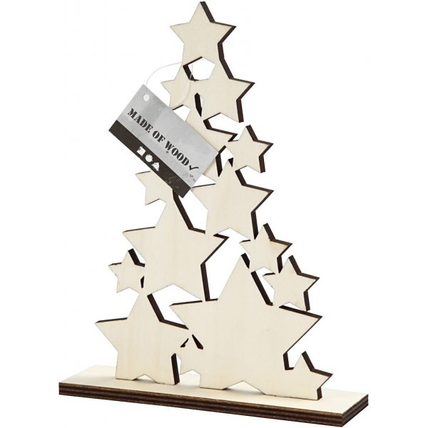 Kerstboom met sterren - 14,7 x 19,6 cm