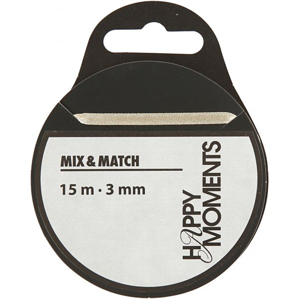 Satijnen lint - gebroken wit - B3 mm - 15 m Satijnen lint - gebroken wit - B3 mm - 15 m