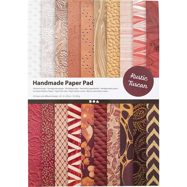 Handgeschept papier - naturel - kastanjebruin - A4 - 20 vellen
