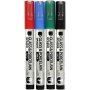 Glas- en porseleinstift - zwart - blauw - groen - rood - semi-dekkend - 1-2 mm - 4 stuks